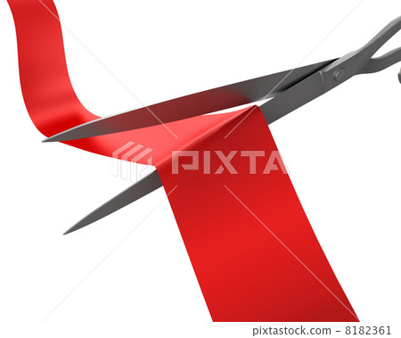 Scissors cut the ribbon closeup 8182361