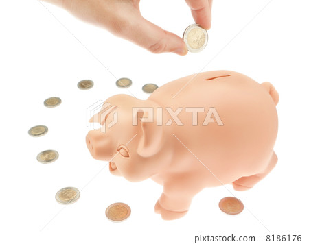 Bank piggy bank for money euro and the dollar. 8186176