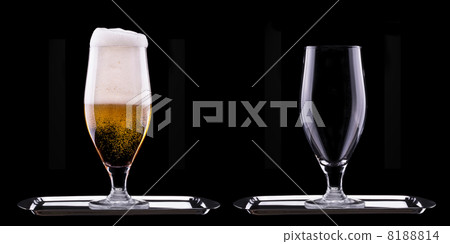 full and empty glass of light beer 8188814