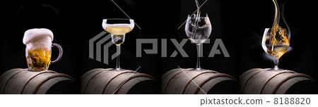 alcohol drinks set isolated on a black 8188820
