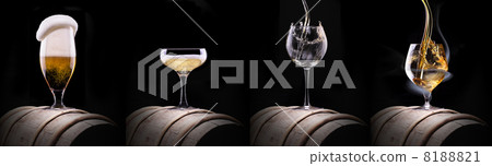 alcohol drinks set isolated on a black alcohol drinks set isolated on a black 8188821