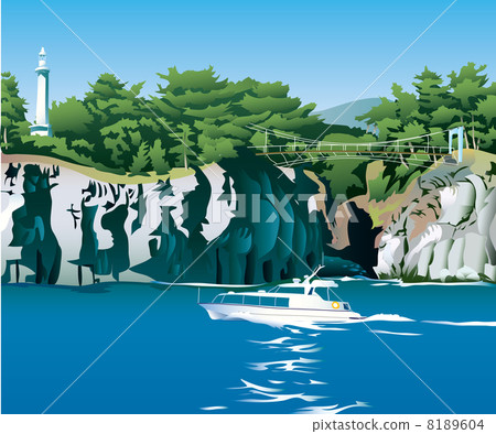 Illustration of Jojigaki Kadowaki Suspension Bridge Illustration of Jojigaki Kadowaki Suspension Bridge 8189604