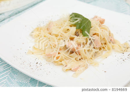 tasty pasta with salmon 8194669