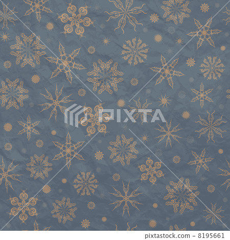 Beige snowflakes on a blue background. 8195661