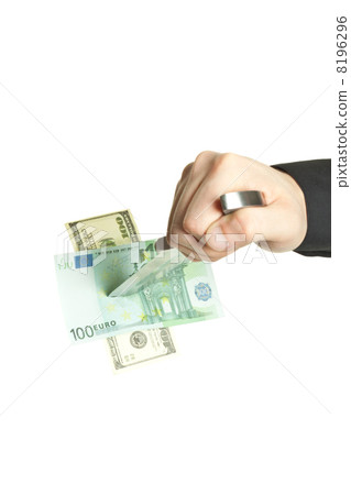 man knifed euro and dollar isolated man knifed euro and dollar isolated 8196296