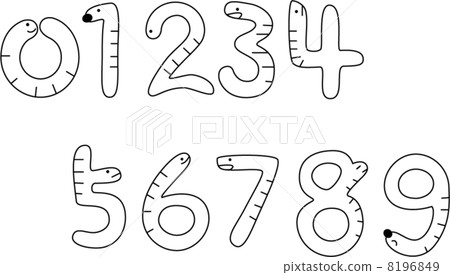 單色的毛蟲的數字 8196849