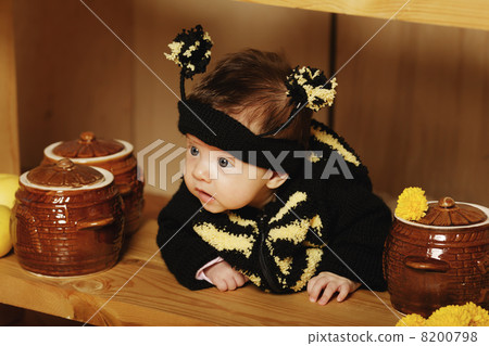 little funny baby with bee costume little funny baby with bee costume 8200798