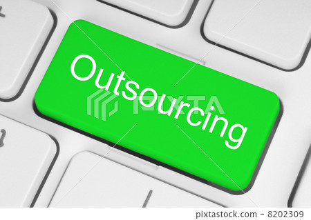 Green outsourcing button. Green outsourcing button. 8202309