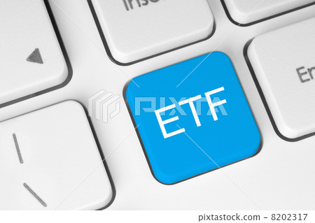 ETF (Exchange Traded Fund) blue button. ETF (Exchange Traded Fund) blue button. 8202317