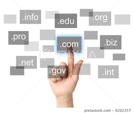 Hand pushing virtual domain name . 8202357