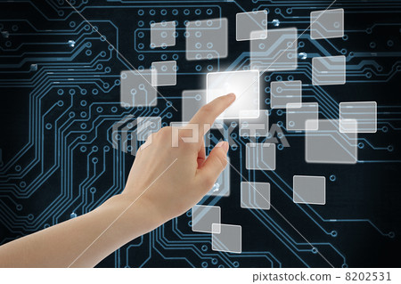 Woman hand using touch screen interface. 8202531