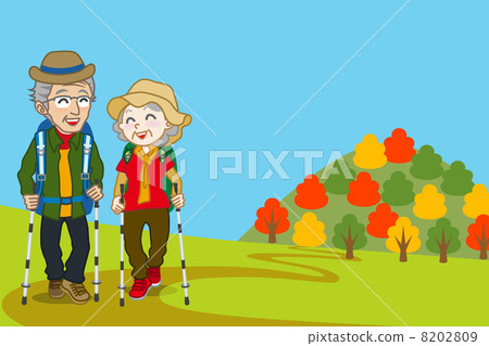 Senior couple / Mountain climbing / Autumn / whole body Senior couple / Mountain climbing / Autumn / whole body 8202809