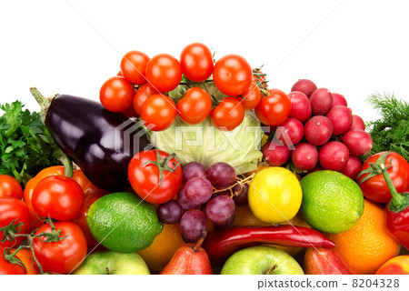 set of fruits and vegetables isolated on white background set of fruits and vegetables isolated on white background 8204328