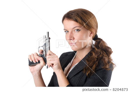 Woman businewoman with hand gun 8204873