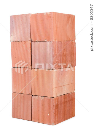 Stack of clay bricks isolated on white Stack of clay bricks isolated on white 8205547