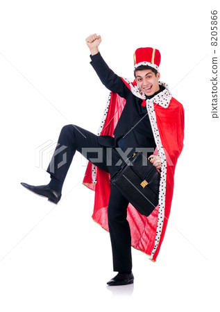 Businessman playing king isolated on white 8205866
