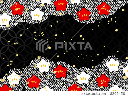 紮染風紅白梅 紮染風紅白梅 8206450