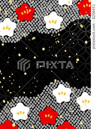 紮染風紅白梅 8206451