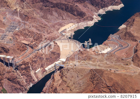 Aerial view of Hoover Dam and the Colorado River Aerial view of Hoover Dam and the Colorado River 8207915