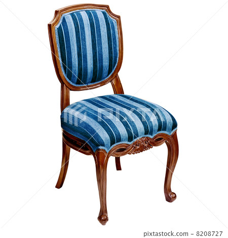 Blue striped chair isolated on white background Blue striped chair isolated on white background 8208727