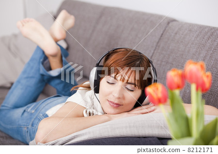 Listening music at home Listening music at home 8212171