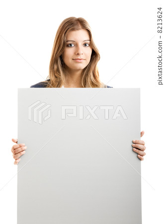 Business Woman holding a billboard 8213624
