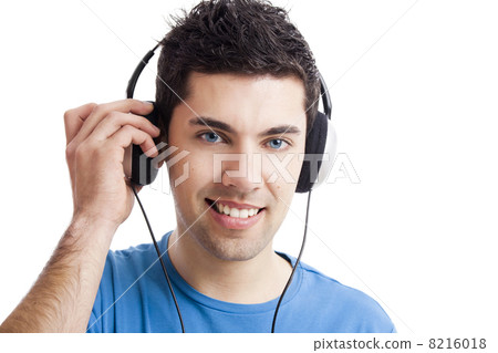 Young man listen music Young man listen music 8216018