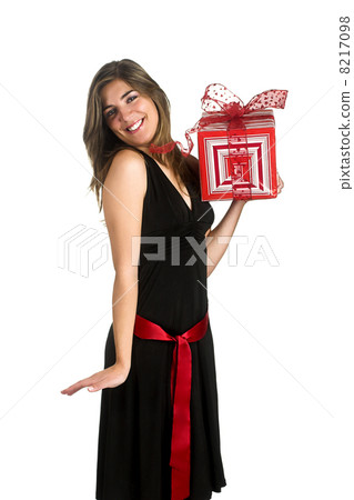 Happy woman with a gift 8217098