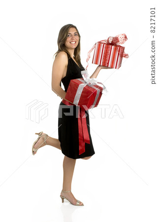 Happy woman with a gift 8217101