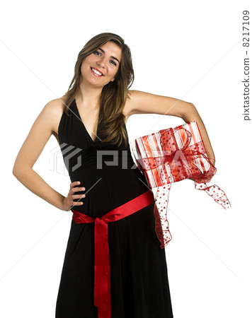 Happy woman with a gift 8217109