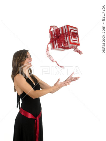 Happy woman with a gift 8217256