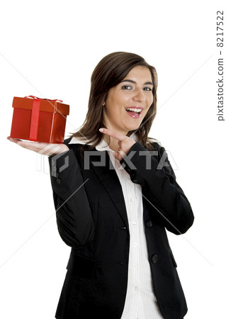 Happy woman with a gift 8217522