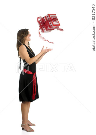 Happy woman with a gift 8217540