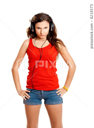 Young girl listen music Young girl listen music 8218573