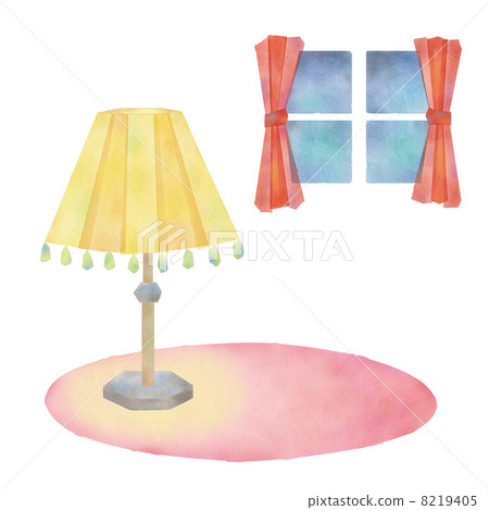 Table lamp and window illustration 8219405