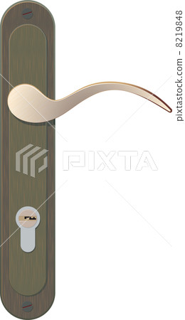metal door handle with lock isolated on white metal door handle with lock isolated on white 8219848