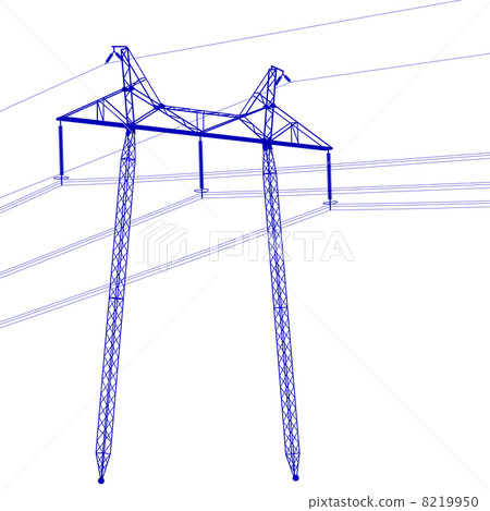 Silhouette of high voltage power lines. Vector  illustration. 8219950