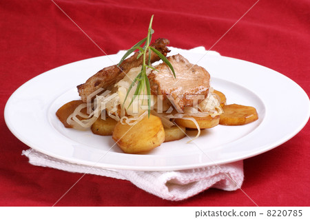 organic pork chop, sauerkraut and roasted potato organic pork chop, sauerkraut and roasted potato 8220785