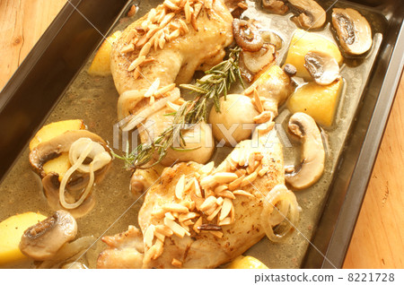 grilled chicken with organic potato and mushroom grilled chicken with organic potato and mushroom 8221728