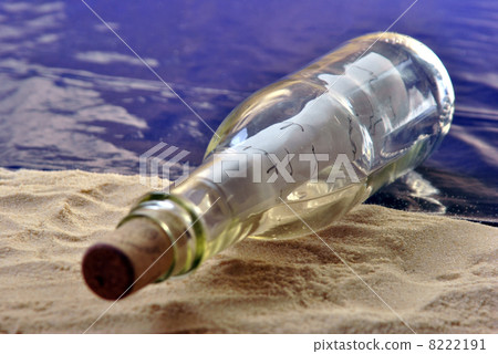 bottle message on a sandy beach with a letter bottle message on a sandy beach with a letter 8222191