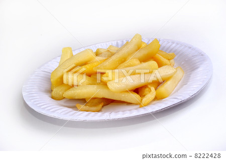 unhealthy and fat pommes on a paper plate 8222428