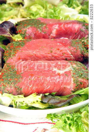 fresh organic beef roulade on a plate 8222633