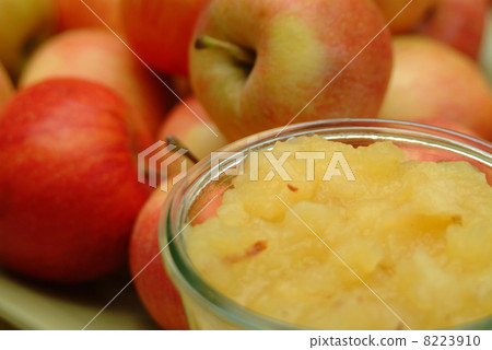 home made organic apple puree in a bowl home made organic apple puree in a bowl 8223910