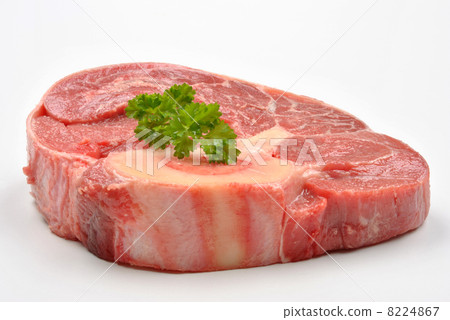 fresh organic beef shin steak and white background 8224867