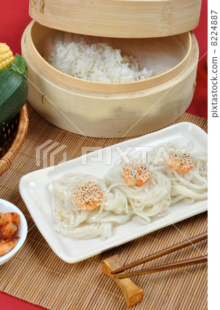asian style grilled shrimps with organic noodle asian style grilled shrimps with organic noodle 8224887