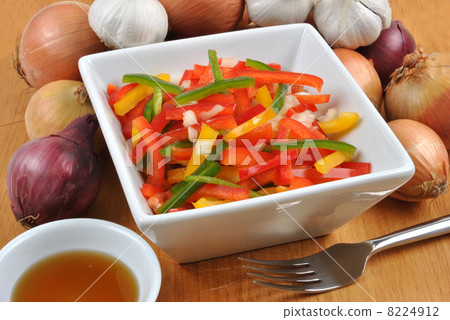 mediterranean paprika salad in a white bowl 8224912