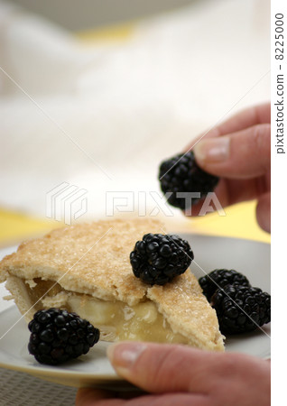 home made bramley apple pie with blackberries 8225000