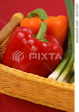 fresh organic paprika in a vegetable basket fresh organic paprika in a vegetable basket 8225163