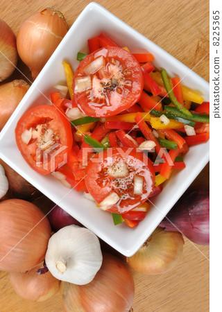 mediterranean paprika salad in a white bowl mediterranean paprika salad in a white bowl 8225365