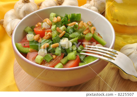 mediterranean salad with spring onion in a bowl mediterranean salad with spring onion in a bowl 8225507